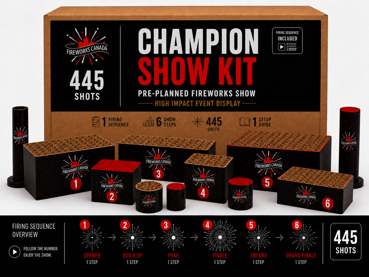 950$ Pre-Planned Fireworks Show Kit - High Impact Event Display