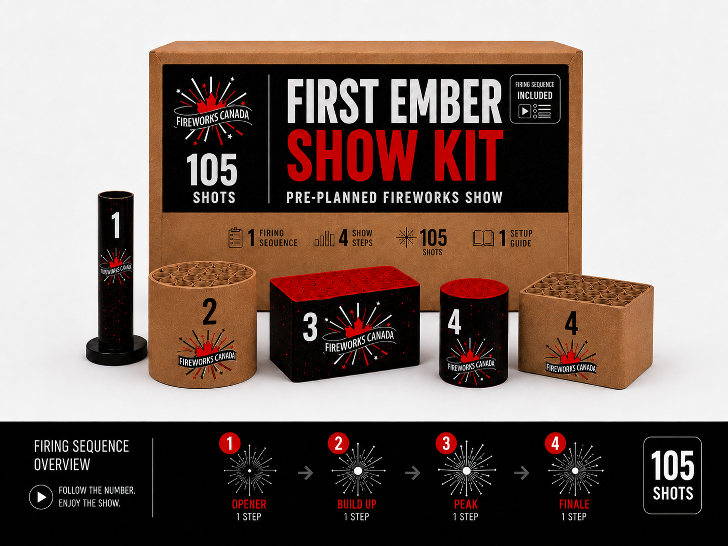 200$ Pre-Planned Fireworks Show Kit - Compact Backyard Show